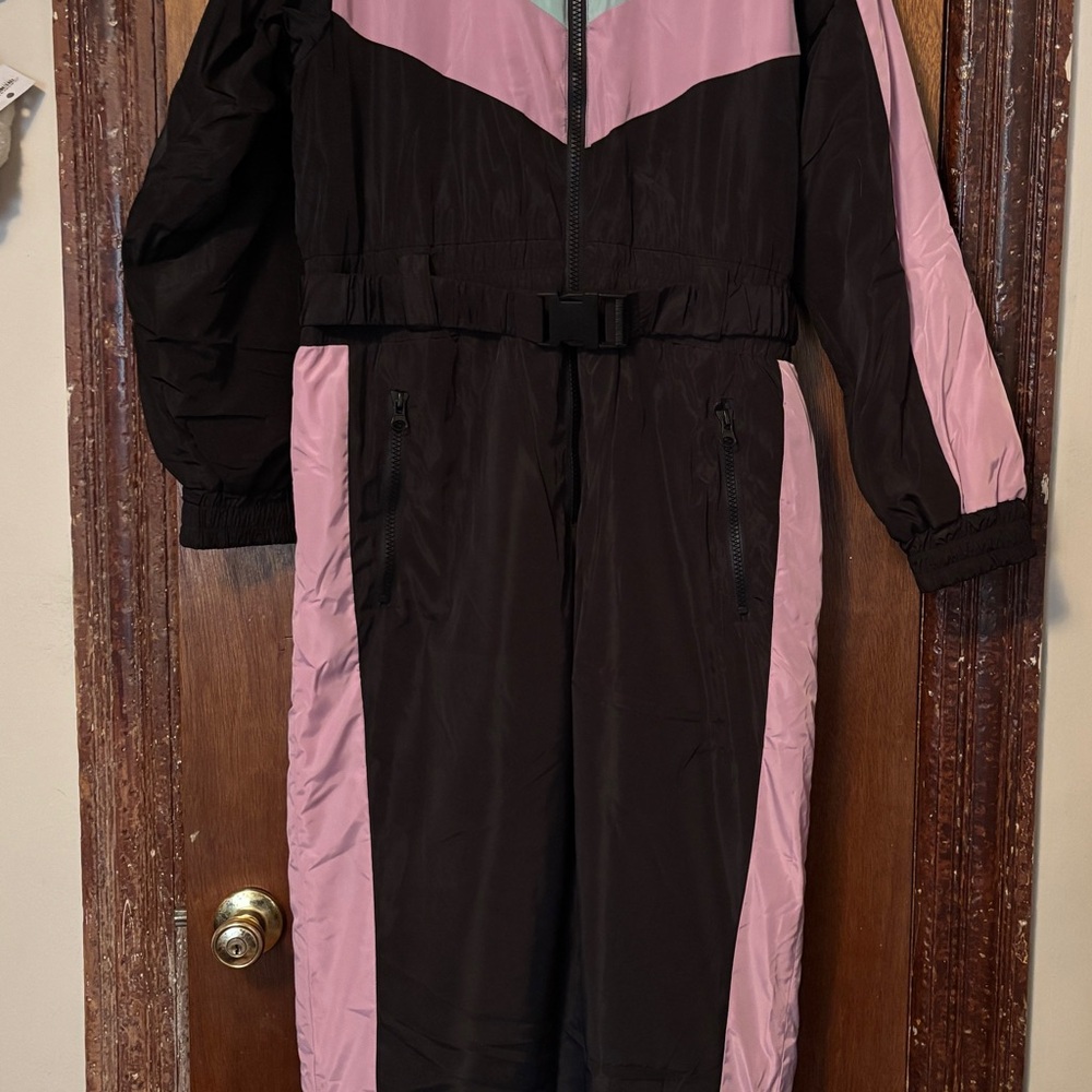 Avec Les Filles Women’s Colorblock Ski Suit - Pink/Black XL